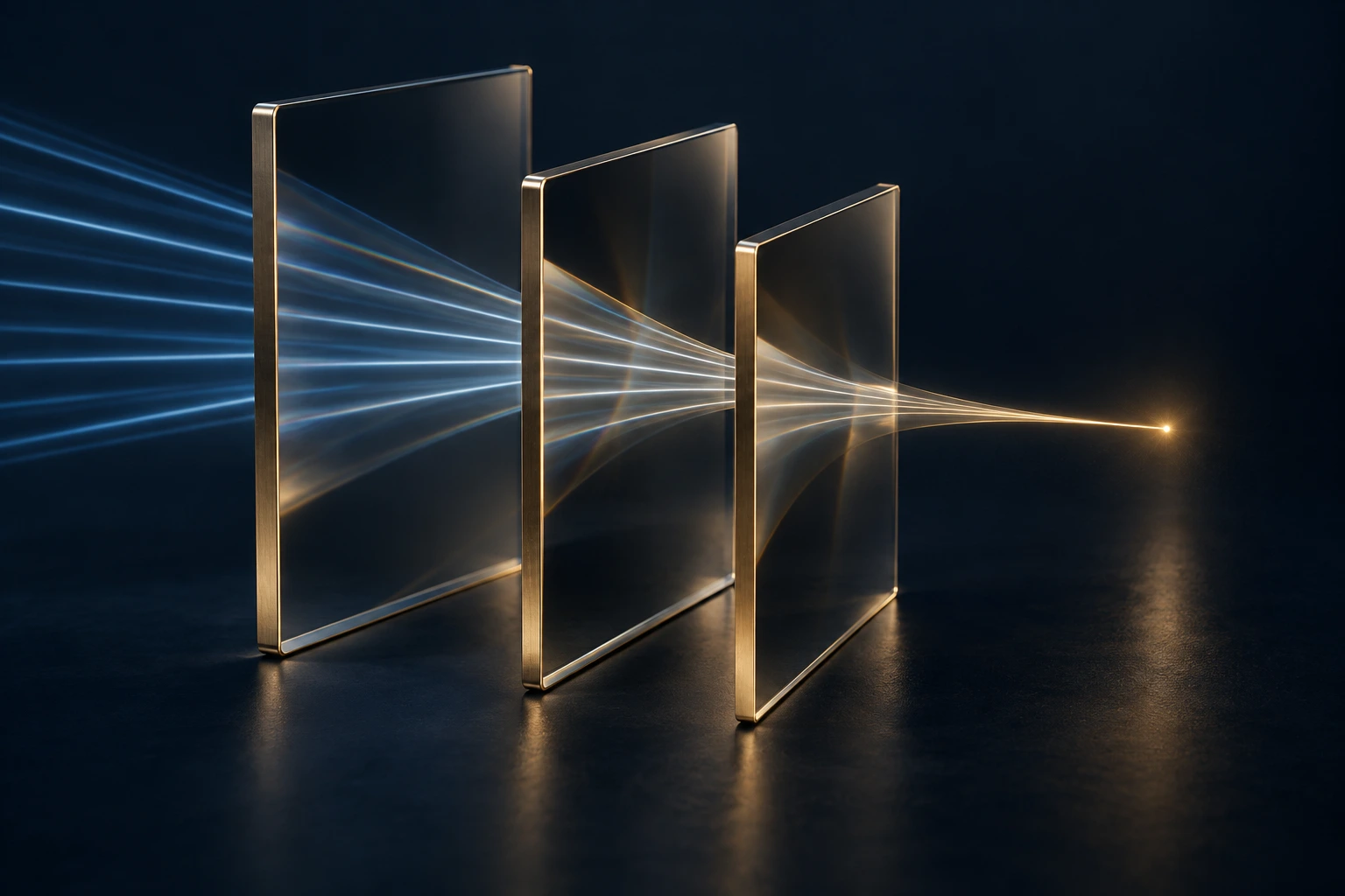 Glass planes bringing scattered light into focus, an illustration of buying-context research
